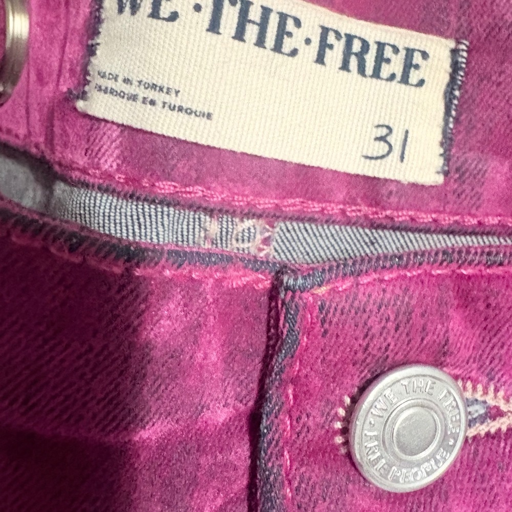 Free people Flocked Moxie Jeans Hot Pink size 31 firm - Picture 10 of 11